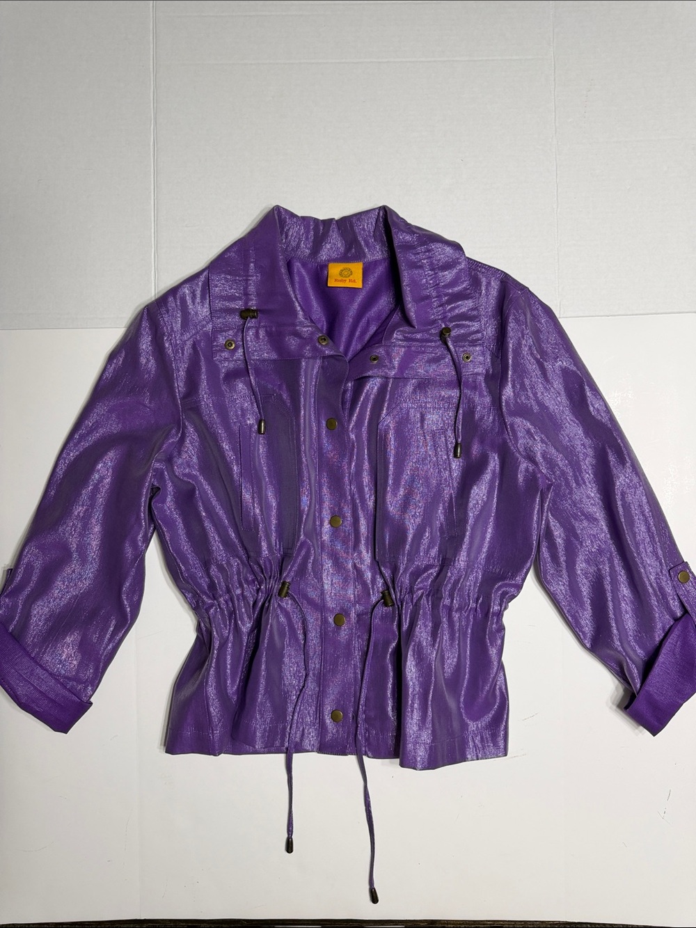 Ruby Rd. Shimmery iridescent Purple Drawstring Utility Jacket